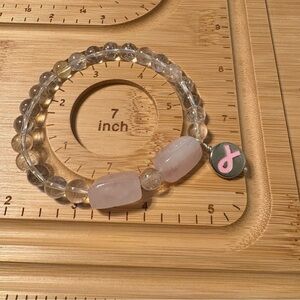 Clear and Pink Beaded Bracelet